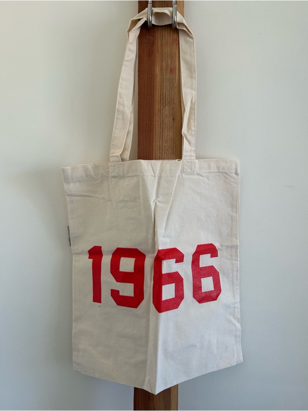 Vans Customized Cream Canvas Tote with Red 1966 Graphic
